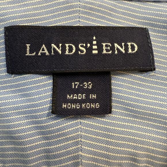 Lands'‎ End Men's Blue and White Stripped Long Sleeve Button Down Size XL - Picture 4 of 6
